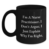 Funny Nurse Practitioner Gifts from Friends and Family Men Women Coworkers Black Coffee Mug Christmas Unique Gift Ideas for Nurse Practitioner - Main